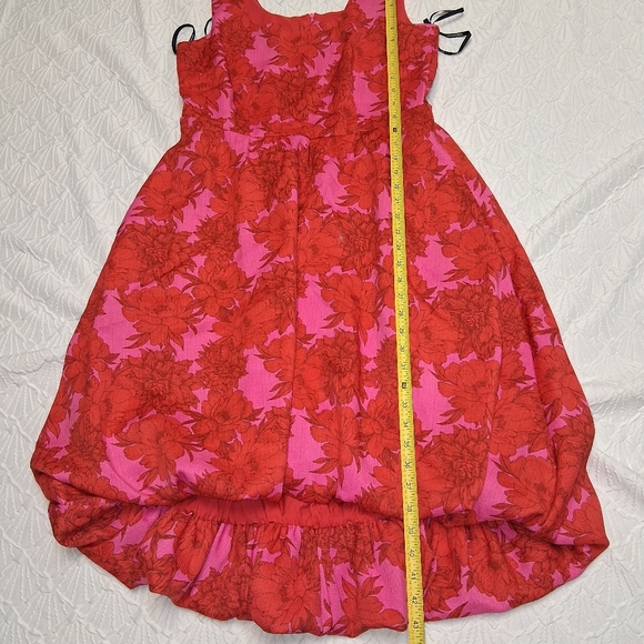 Nina Leonard Pink and Red Floral Mini Dress Retro High Low Bubble - Picture 9 of 16